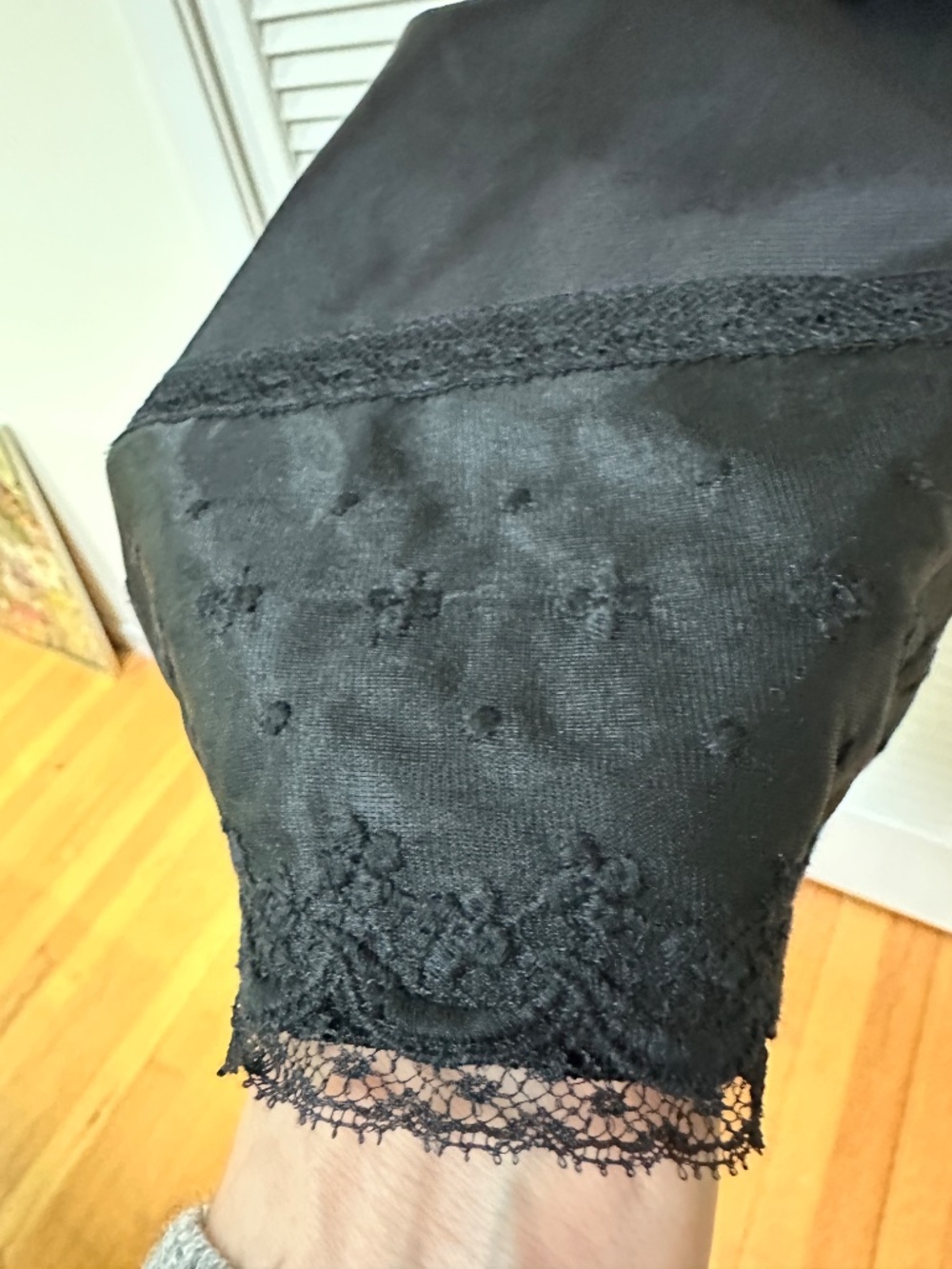 Vintage Full Slip Black Nylon Lace Nightie Small - Picture 15 of 16